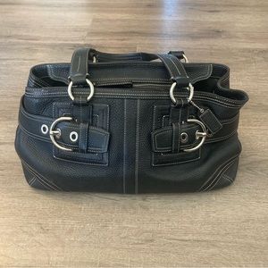 Coach Hampton Style H0693-02764 Black Pebbled Leather Satchel Purse EUC